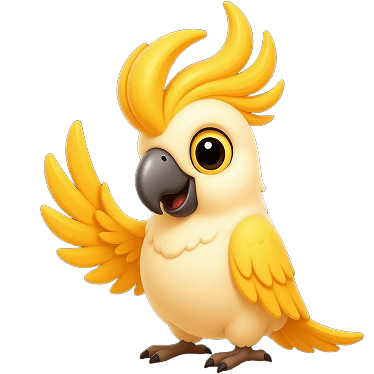 Herald, un cacatoes jaune, vous salue